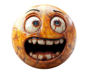 Distressed Emoji Face with Crazy Expression, 3D Cartoon Icon for Unique Reactions and Social Media
