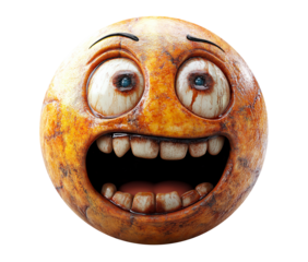 Distressed Emoji Face with Crazy Expression, 3D Cartoon Icon for Unique Reactions and Social Media
