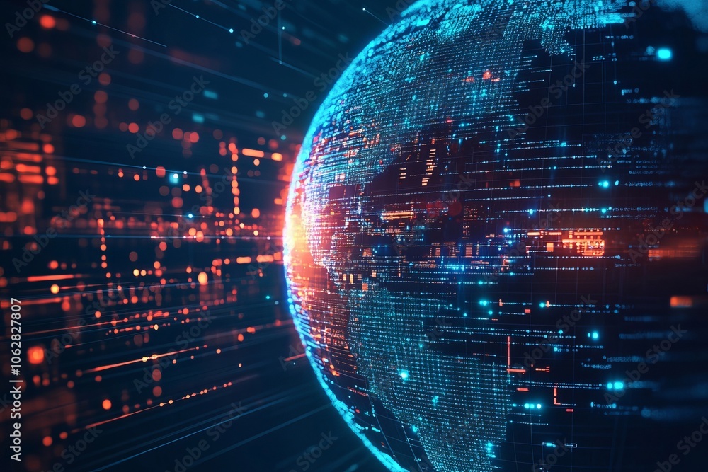 Poster abstract technology background of high speed global data.