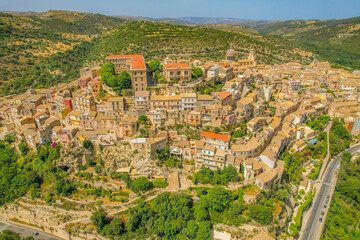 Fototapeta premium The baroque town of Ragusa Ibla in Sicily, Italy, Europe. Aerial drone photo