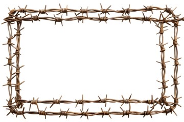 barbed wire frame on white background. Defense and war theme