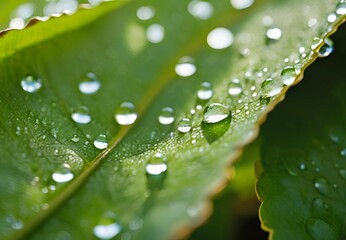 water drops on leaf