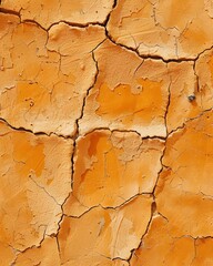 Obraz premium Close-up of cracked orange paint, showcasing texture and color variations.