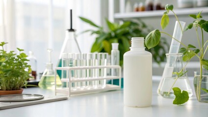 organic product research the blank bottle container ,bio science 