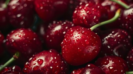 Close-up shot capturing the juiciness and sweetness of ripe cherries