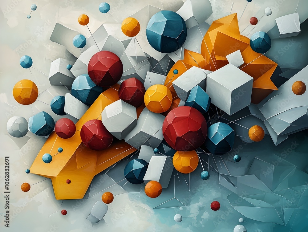 Aufkleber striking and vibrant molecular geometry with intricate digital artwork composition featuring a bold 