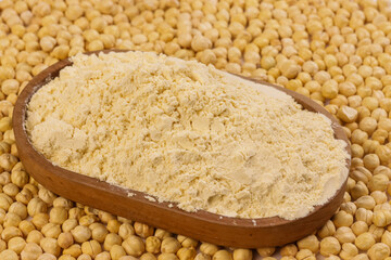 Besan Flour or Gram Flour (Cicer arietinum) in a Bowl. 
