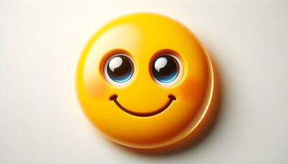 Fototapeta premium Bright smiling emoji with big eyes on light background