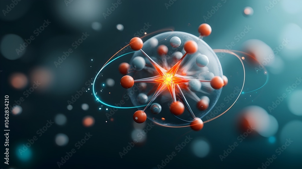 Poster captivating molecular structure with radiant star like energy patterns intricate and mesmerizing sci
