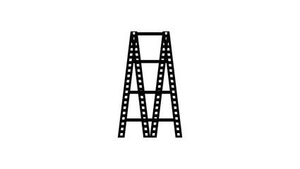 Film staircase, black isolated silhouettes