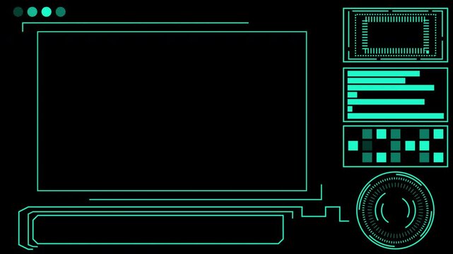 4K digital Security HUD futuristic background in Alpha Channel. Technology Hud Security Camera for information call box bars, business, industry, and news channels in 4K.Technology cool designed HUD.