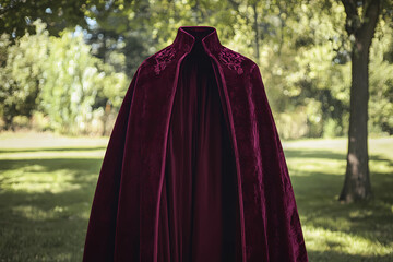 Naklejka premium Nostalgic Maroon Velvet Capes: Draped in Elegance, Steeped in Tradition