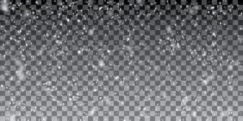 Abstract snowfall, blizzard, winter, snowflakes on an isolated background vector. Falling Christmas snowflakes in transparent background.