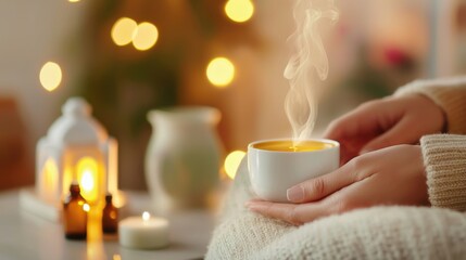 Person enjoys a peaceful moment with aromatherapy
