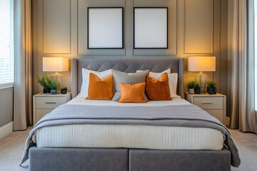 Bedroom interior. Bed. 3d illustration.
