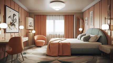 Stylised contemporary boutique hotel room and suite
