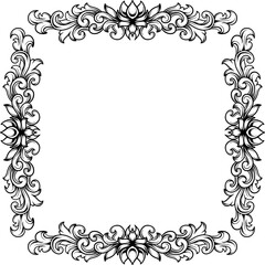 vintage elegant frame with a floral ornament engraving retro flower pattern antique style swirl decorative design element black and white filigree vector wedding invitation greeting card