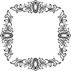 vintage elegant frame with a floral ornament engraving retro flower pattern antique style swirl decorative design element black and white filigree vector wedding invitation greeting card