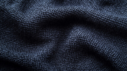 Obraz premium Black Cotton Wool Fabric Texture Soft Wool Fabric Texture in Charcoal Grey with Gentle Curves and Cozy Feel Black fabric texture. generative Ai
