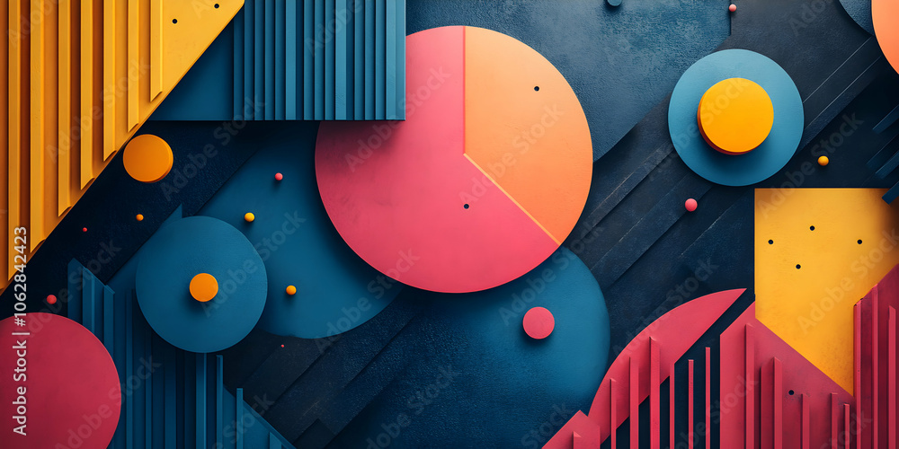 Poster abstract geometric shapes with a 3d effect on a dark background