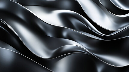 Obraz premium Metallic abstract wavy the form of liquid shiny metal. glossy chrome texture. 3D rendering 