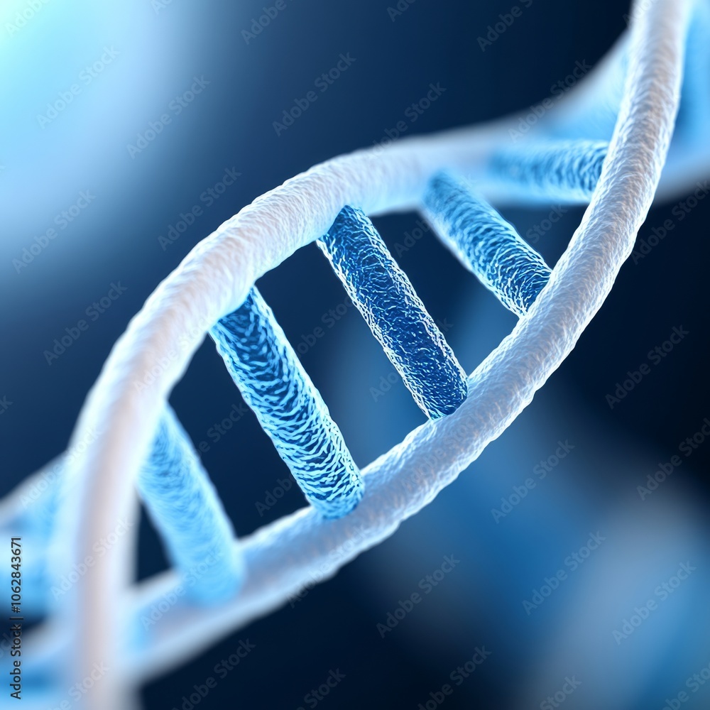 Poster close-up of a dna double helix model, illustrating the intricate structure of genetic material.