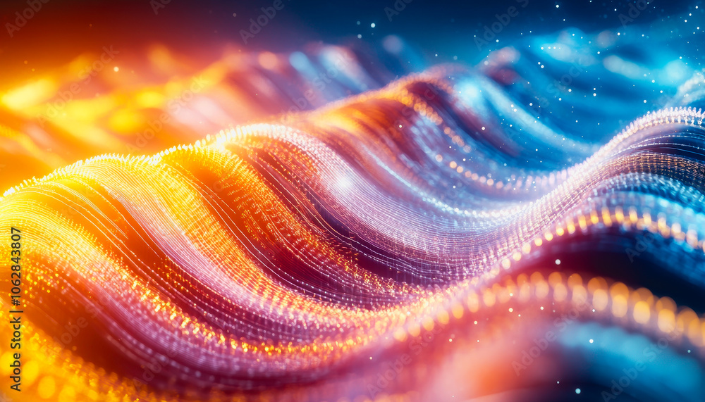 Poster an eye-catching abstract design featuring colorful waves of light and energy. this vibrant digital a