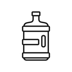 Potable water gallon icon illustration. Big plastic bottle with handle. Outline pictogram with editable stroke. Water delivery container for home and office cooler. Vector for web design, mobile