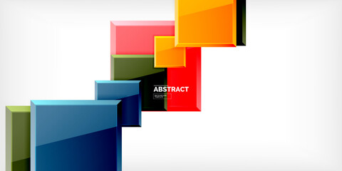 Colorful squares with reflections abstract background design. Vector Illustration For Wallpaper, Banner, Background, Card, Book Illustration, landing page