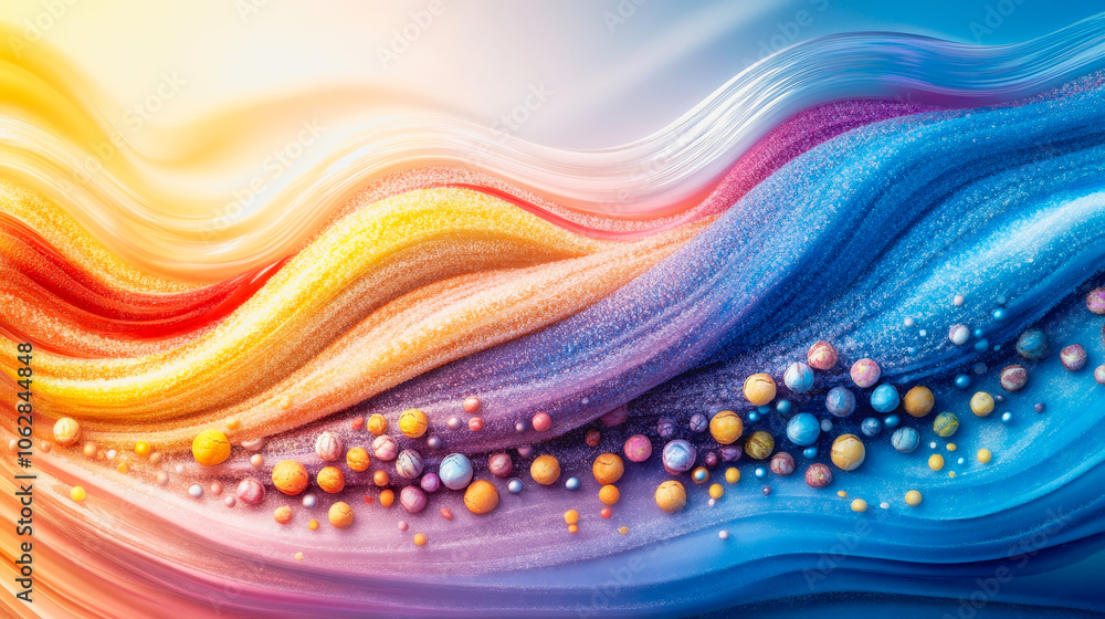 Poster explore a colorful wave of confectionery inspiration with vibrant hues and playful shapes, perfect f