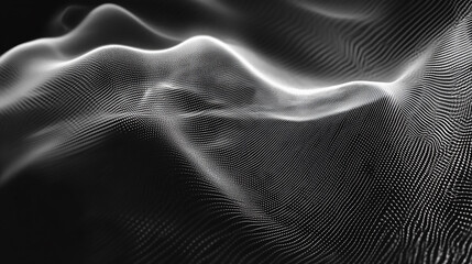 Abstract pattern of black and white dots forming wave-like textures in a modern design.  
