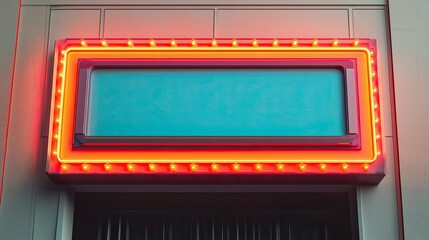 Obraz premium A bold theater sign displayed on a blank white background, offering a clean and modern look for entertainment concepts.