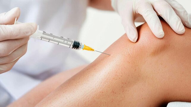 Doctor administers numbing solution to patient's joint for pain relief