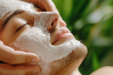 Therapist applies moisturizing mask for client's relaxation