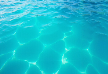 Obraz premium Crystal clear turquoise waters glistening under the warm sun during a serene Easter holiday by the beach