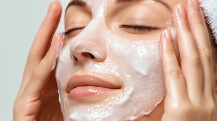 Esthetician applies hyaluronic acid mask for captivating hydration