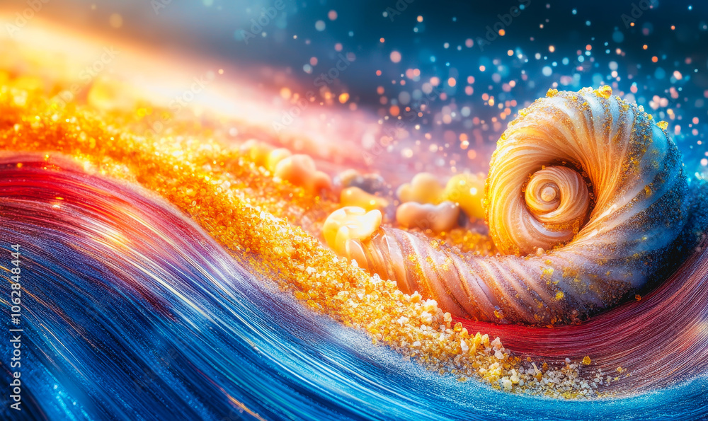 Poster experience a mesmerizing display of vibrant waves in this colorful artistic creation. swirling textu