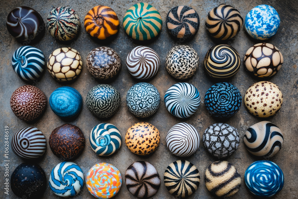 Poster discover a vibrant and colorful overhead display of artistic round designs, showcasing various patte
