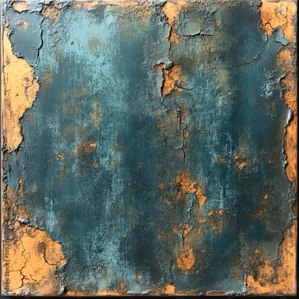 Poster this textured background features an aged, distressed dark blue surface with rough patches and crack
