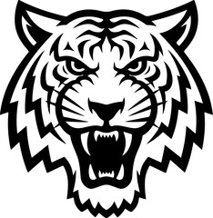 tiger head illustration isolated on white background. Images for logo, label, emblem. Vector illustration.