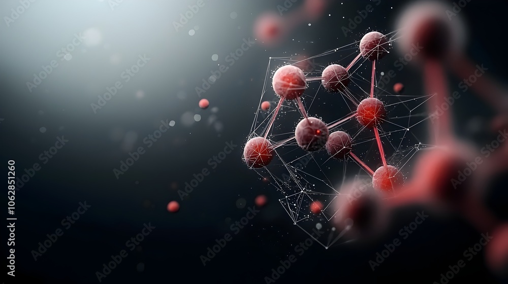 Poster ethereal molecular form a dynamic array of abstract geometric shapes interconnected structures and l