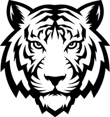 tiger head illustration isolated on white background. Images for logo, label, emblem. Vector illustration.