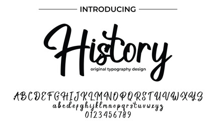 History Font Stylish brush painted an uppercase vector letters, alphabet, typeface