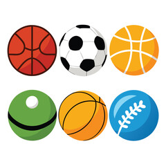Obraz premium Sports balls minimal flat icon set. Cartoon style. 