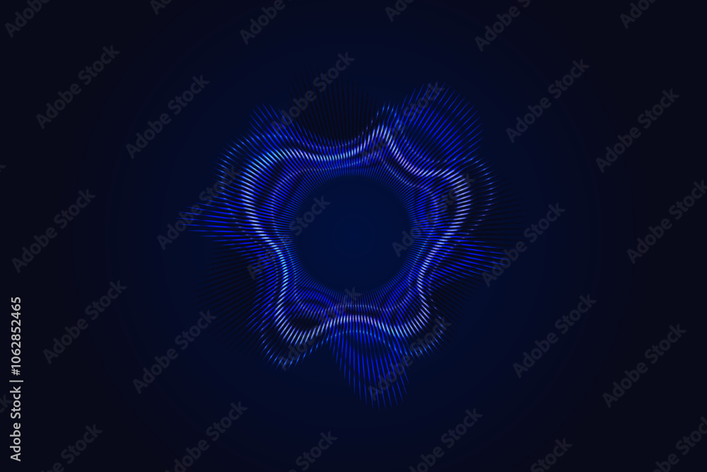 Poster dynamic blue radial speed sound wave light line pattern . circular audio, music or voice symbol. wav