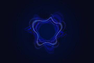 Dynamic blue radial speed sound wave light line pattern . Circular audio, music or voice symbol. wavy equalizer spectrum.