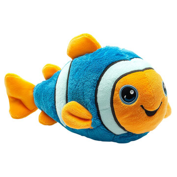 recommend clip art: Soft plush fish toy isolated on transparent background for children.