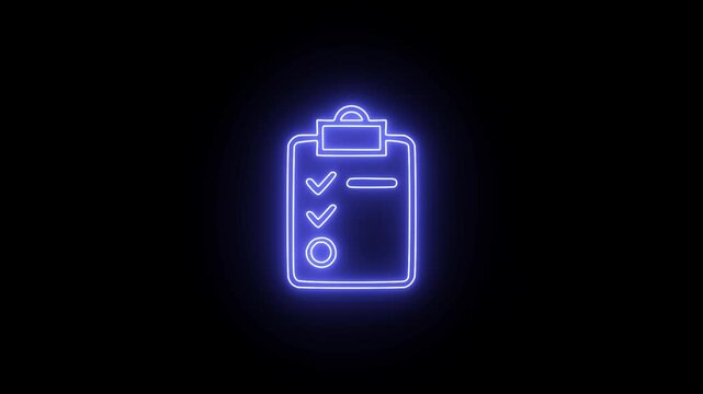 Abstract a neon glowing notebook icon animation on black background.
