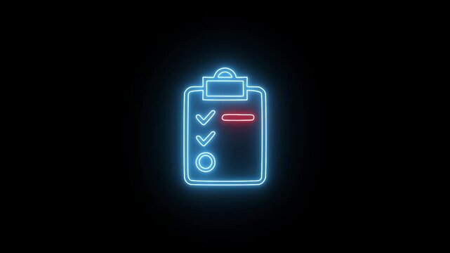 Abstract a neon glowing notebook icon animation on black background.