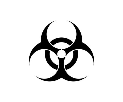 Biohazard sign icon. Monochrome silhouette with biohazard symbol illustration on transparent background PNG. 
